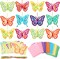 32 Pcs Butterfly Suncatchers Paper Craft Set DIY Butterfly Shaped Stained Glass Effect Tissue Paper Kits Bulk for Window Classroom Activities Art Summer Party Decorations Favors Gift